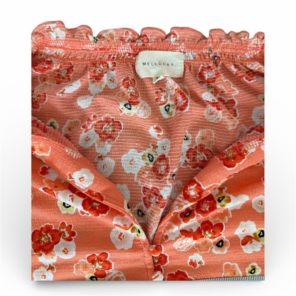MELLODAY Floral Coral Blouse size XL - Picture 4 of 4